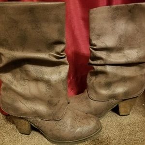 MIA slouchy brown heel cowboy foldover boots sz 7